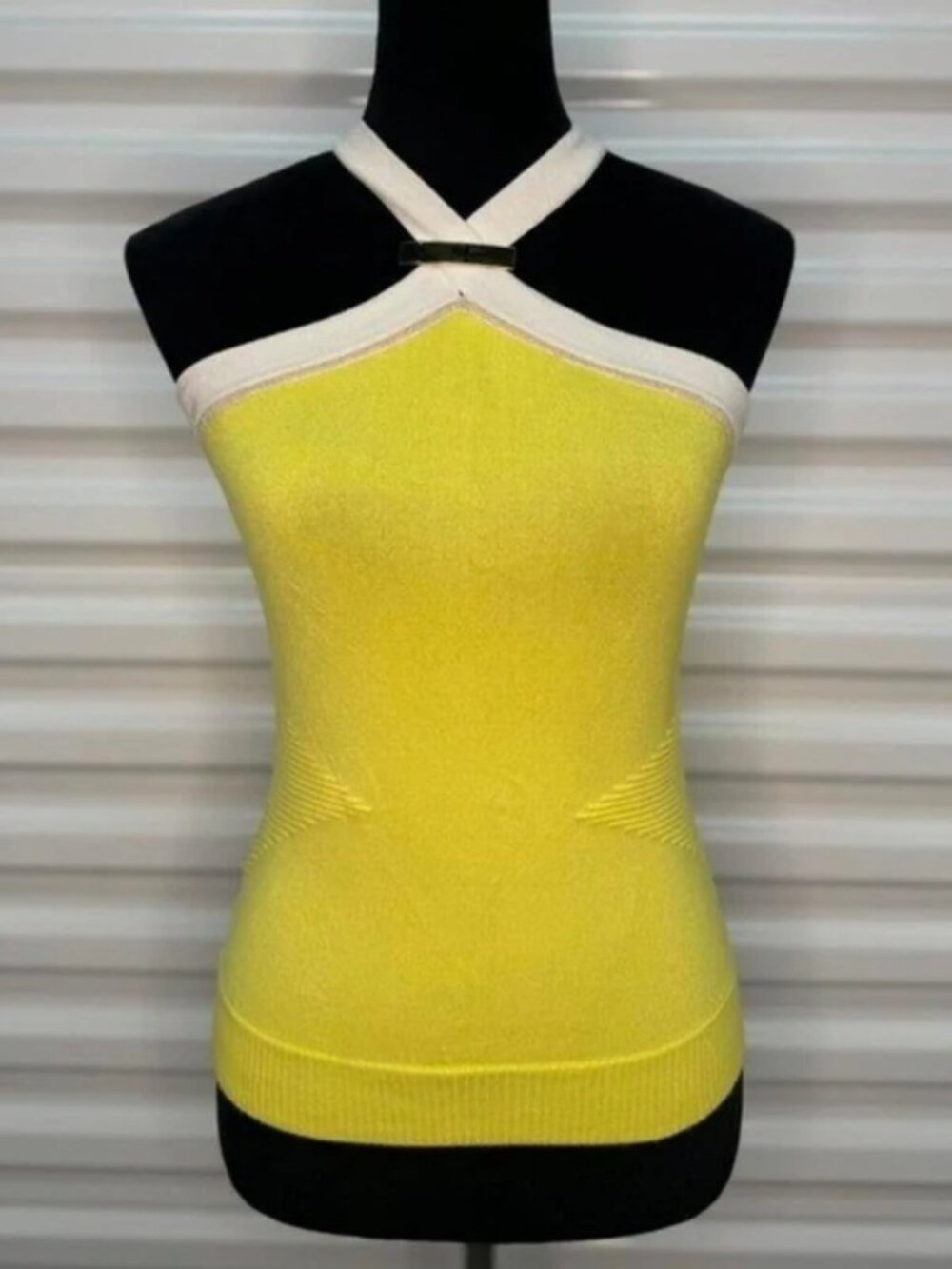 Y2K Caché Yellow & White halter top